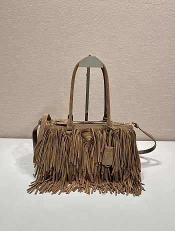 Prada Galleria Medium Suede Bag with Fringe 30x14x10.5cm