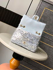 Chanel Flap Bag Silver Sequins 20cm - 3