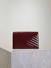 YSL Cassandre Envelope Chain Wallet Patent Red Wine 19x12.5x3.5cm - 6