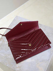 YSL Cassandre Envelope Chain Wallet Patent Red Wine 19x12.5x3.5cm - 4