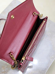 YSL Cassandre Envelope Chain Wallet Patent Red Wine 19x12.5x3.5cm - 3