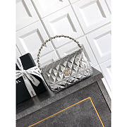 Chanel Flap Bag Shiny Silver 18.5x10.5x8cm - 1