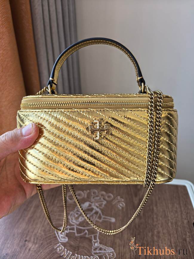 Tory Burch Gold Kira Diamond Vanity Case 17x9.5x8.5cm - 1