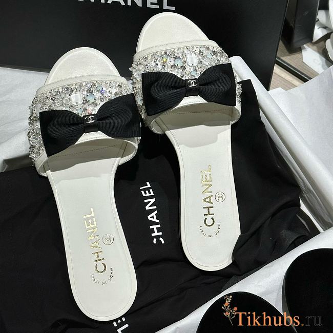 Chanel White Slides 12 - 1