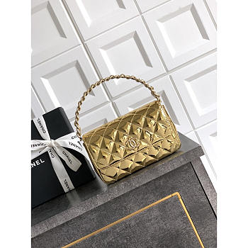 Chanel Flap Bag Shiny Gold 18.5x10.5x8cm