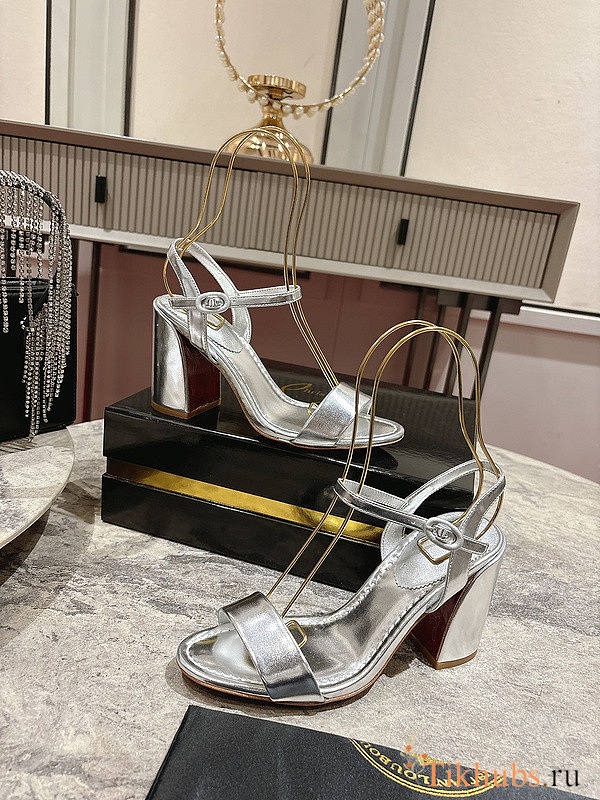 Christian Louboutin Silver Sandal Heel 8.5cm - 1