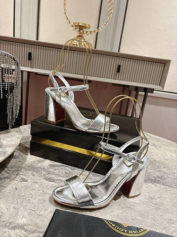 Christian Louboutin Silver Sandal Heel 8.5cm