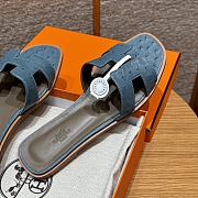 Hermes Oran Blue Ostrich Slides - 4