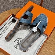 Hermes Oran Blue Ostrich Slides - 3