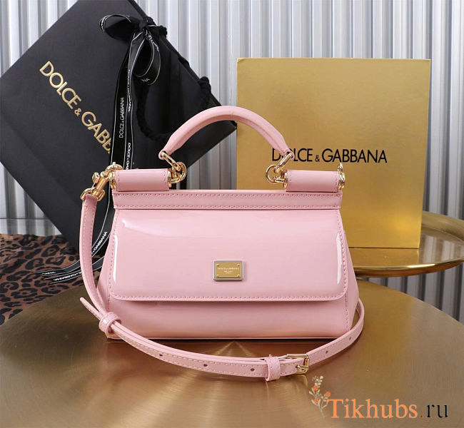 Dolce & Gabbana Pink Small Sicily Handbag Patent 18cm - 1