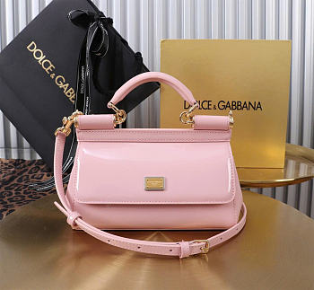 Dolce & Gabbana Pink Small Sicily Handbag Patent 18cm