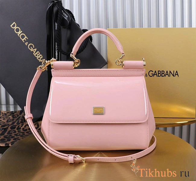 Dolce & Gabbana Pink Medium Sicily Handbag Patent 20cm - 1