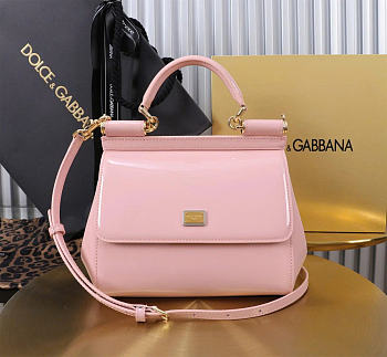 Dolce & Gabbana Pink Medium Sicily Handbag Patent 20cm