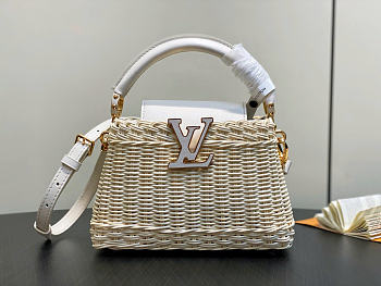 Louis Vuitton LV Mini Capucines Raffia White 21x8x14cm