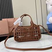 Miu Miu Leather Basket Brown 24x12.5x9cm - 5