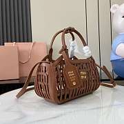 Miu Miu Leather Basket Brown 24x12.5x9cm - 6