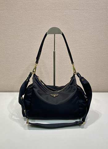 Prada Explore Large Re-Nylon Leather Bag Black 32x22x11.5cm