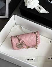 Chanel Flap Bag Mini with Hook Lambskin Gold Pink 12.5x8x5cm - 3