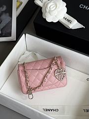 Chanel Flap Bag Mini with Hook Lambskin Gold Pink 12.5x8x5cm - 2
