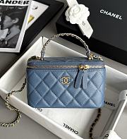 Chanel Vanity Case Handle Blue Caviar Gold 19x12x4cm - 1