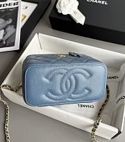 Chanel Vanity Case Handle Blue Caviar Gold 19x12x4cm - 5