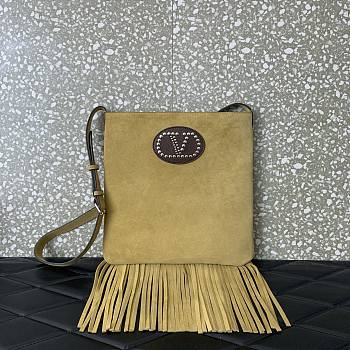 Valentino Garavani Nellcote Fringe Suede Beige 30x31x3cm