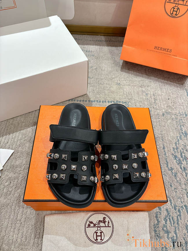 Hermes Chypre Black Sandal - 1