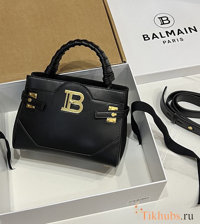 Balmain Black Leather Bbuzz 22 Bag 22x17x11cm - 1