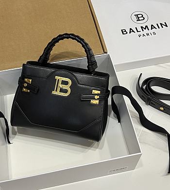 Balmain Black Leather Bbuzz 22 Bag 22x17x11cm