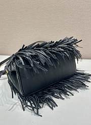 Prada Galleria Small Leather Bag Fringes Black 24.5x18.5x11cm - 6