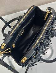 Prada Galleria Small Leather Bag Fringes Black 24.5x18.5x11cm - 5