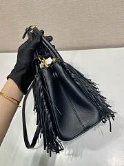 Prada Galleria Small Leather Bag Fringes Black 24.5x18.5x11cm - 3