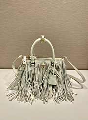 Prada Galleria Small Leather Bag Fringes White 24.5x18.5x11cm - 1