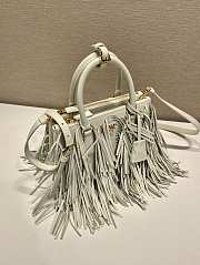 Prada Galleria Small Leather Bag Fringes White 24.5x18.5x11cm - 4
