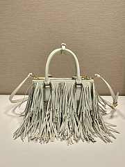 Prada Galleria Small Leather Bag Fringes White 24.5x18.5x11cm - 5