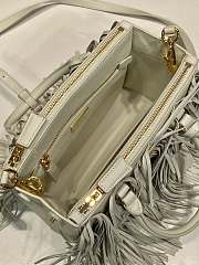 Prada Galleria Small Leather Bag Fringes White 24.5x18.5x11cm - 3