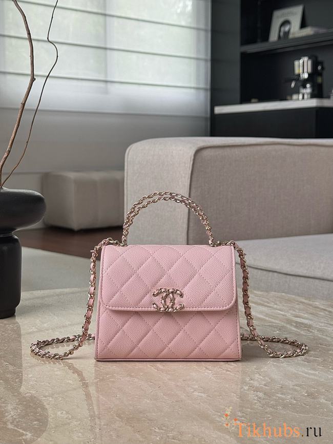 Chanel Top Handle Pink Caviar 14.5x11.5x5.5cm - 1