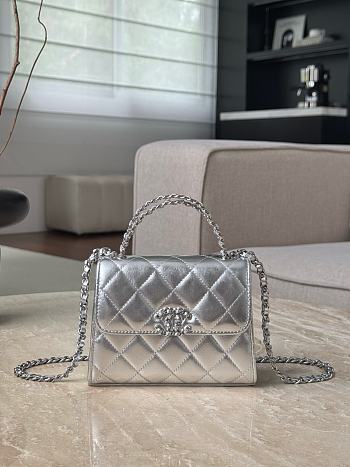Chanel Top Handle Silver 14.5x11.5x5.5cm