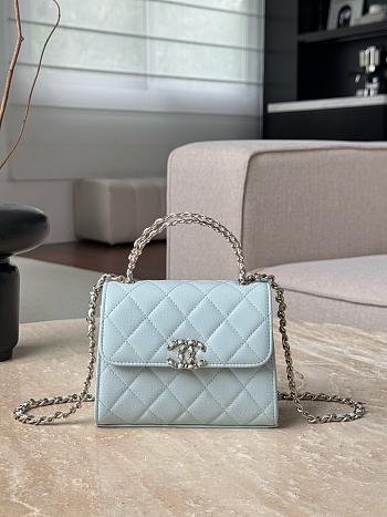Chanel Top Handle Blue Caviar 14.5x11.5x5.5cm