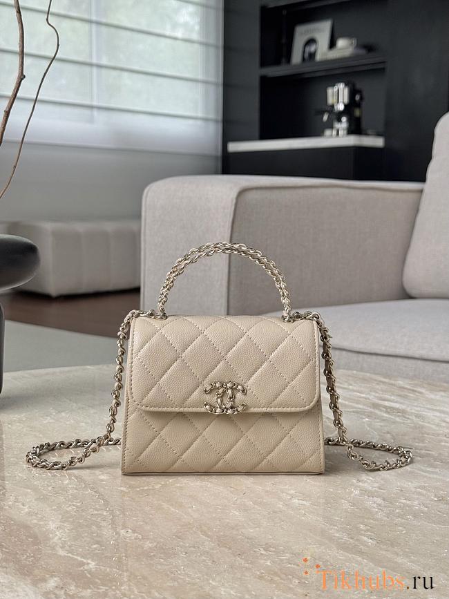 Chanel Top Handle Beige Caviar 14.5x11.5x5.5cm - 1