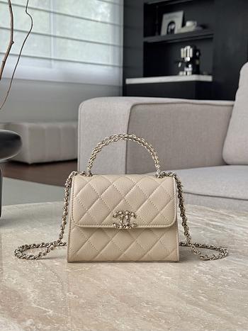 Chanel Top Handle Beige Caviar 14.5x11.5x5.5cm