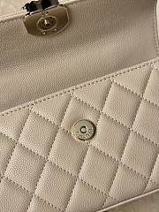 Chanel Flap Chain Bag Beige Caviar Gold With Handle 18x10x4.5cm - 6