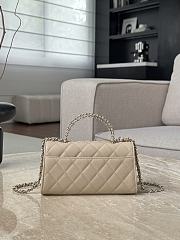 Chanel Flap Chain Bag Beige Caviar Gold With Handle 18x10x4.5cm - 4