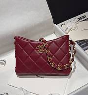 Chanel Hobo Bag Red Lambskin 24x17x5cm - 1