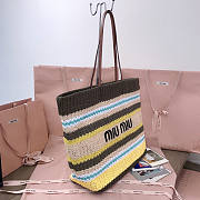 Miu Miu Woven Tote Bag Brown Yellow 40x34x16cm - 5