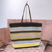 Miu Miu Woven Tote Bag Brown Yellow 40x34x16cm - 3