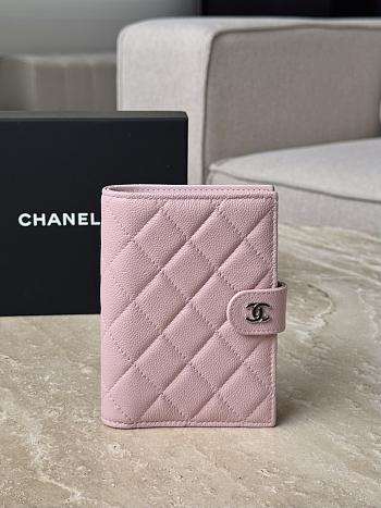 Chanel Wallet Pink Caviar Silver 14x10.5x2cm