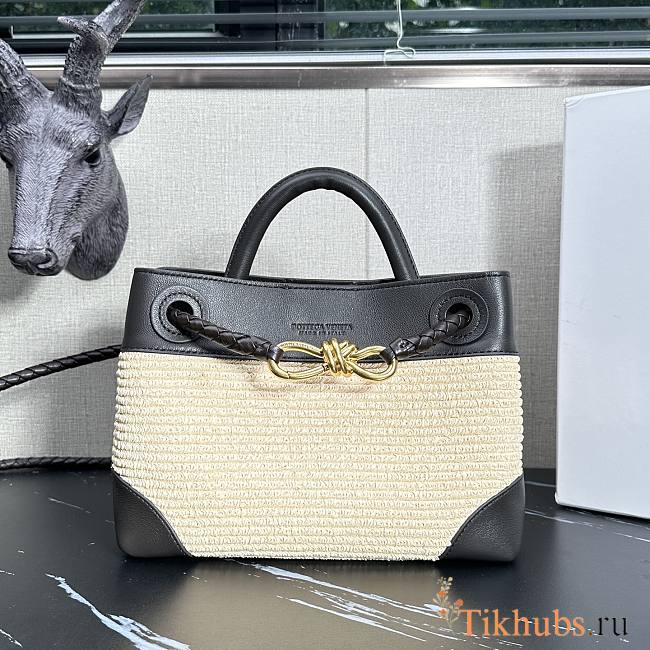 Bottega Veneta Small Andiamo Black Raffia Bag 25x20x10cm - 1