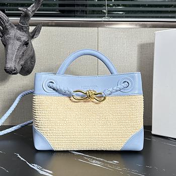 Bottega Veneta Small Andiamo Blue Raffia Bag 25x20x10cm