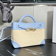 Bottega Veneta Small Andiamo Blue Raffia Bag 25x20x10cm - 4